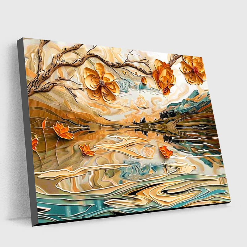 Abstract Lotus Pond Painting