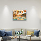 Abstract Lotus Pond Painting,hanging on living room