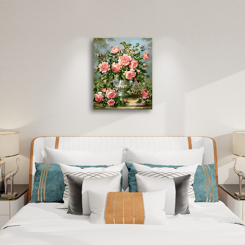 Art of Rose - Paint by Numbers,hanging on bedroom