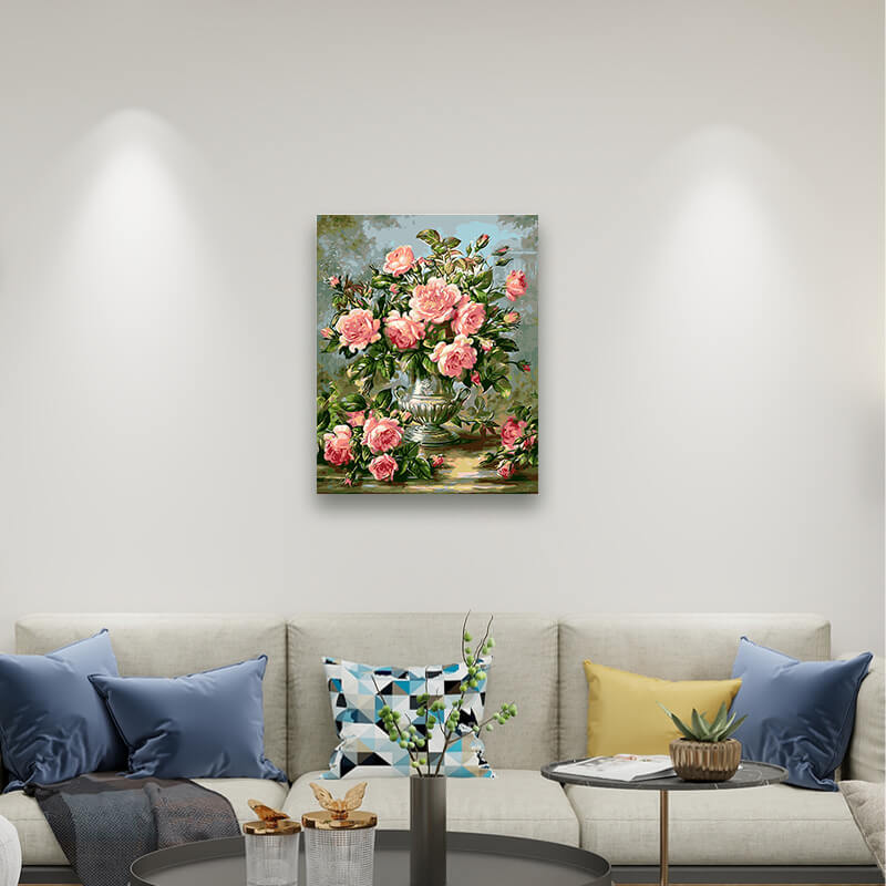 Art of Rose - Paint by Numbers,hanging on living room