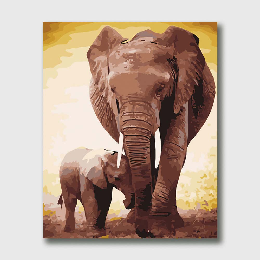 Baby Elephant And Its Mother, paint by number