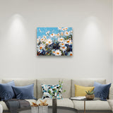 Bright Daisy Wall Art - Paint by Numbers,hanging on living room