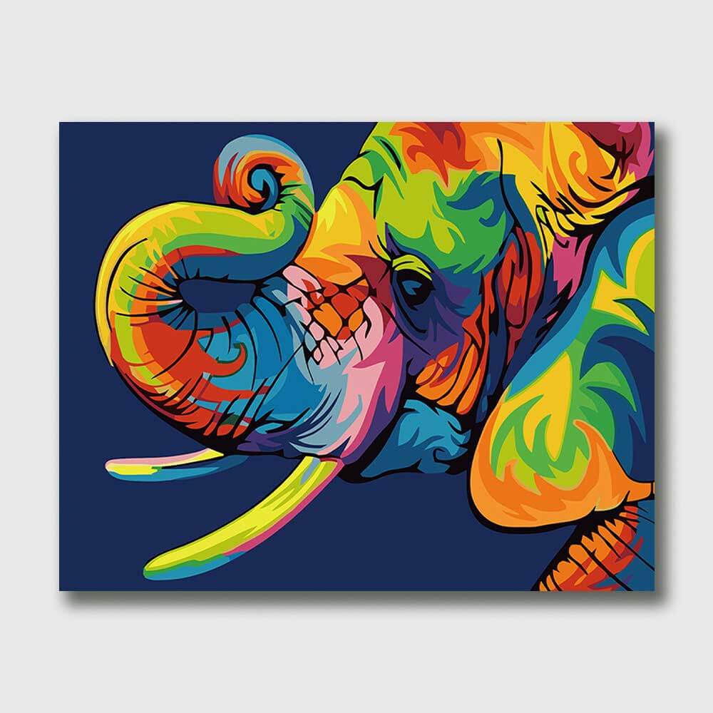 Discover the colorful universe of Elephant Face Paint by Numbers: a simple oil painting kit with bold colors that's ideal for easily letting your creativity go wild.