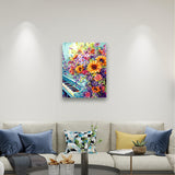 Colorful Floral Paintings - Paint by Numbers,hanging on living room