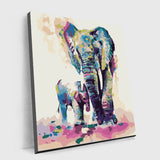 With this Paint by Numbers kit, which showcases a touching image of a mother elephant and her calf, you can celebrate motherhood. The mother elephant's loving care and caring of her offspring is depicted in simple yet brilliant hues.straightforward and simple to draw!