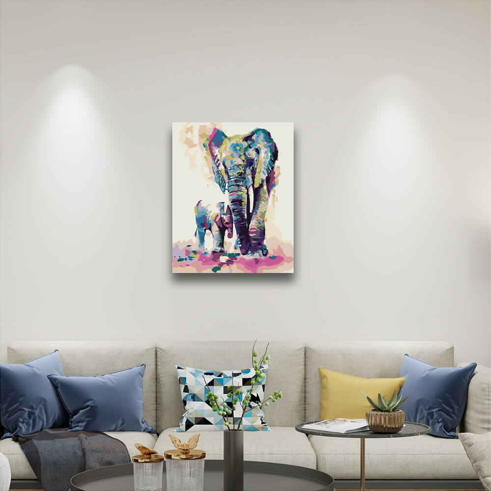 Cute Elephant Themed Baby Shower - Paint by Numbers,hanging on living room