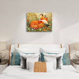 Cute Fox in the Flowers - Fox Artwork,hanging on bedroom