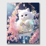 Cute White Cat Painting - Paint by Numbers