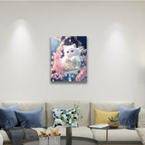 Cute White Cat Painting - Paint by Numbers,hanging on living room