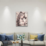Enchanting Cat Artwork - Paint by Numbers,hanging on living room