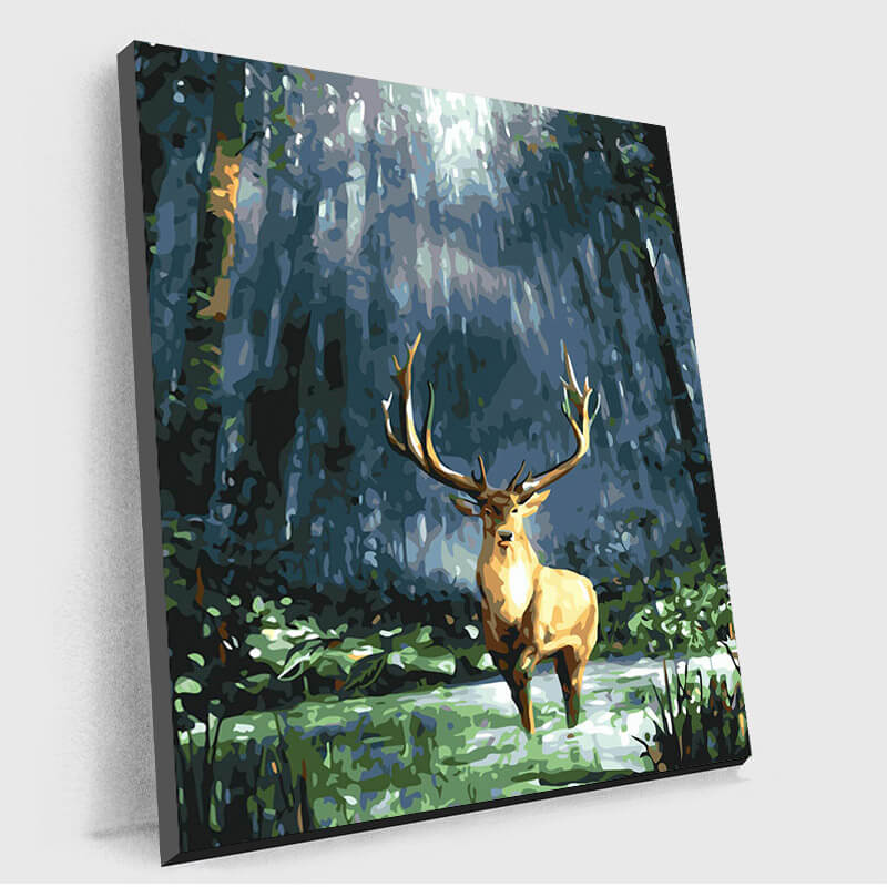 Forest deer canvas painting-paint by numbers