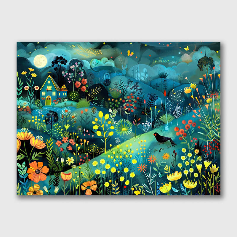 Hillside Full of Flowers - Landscape Paintings