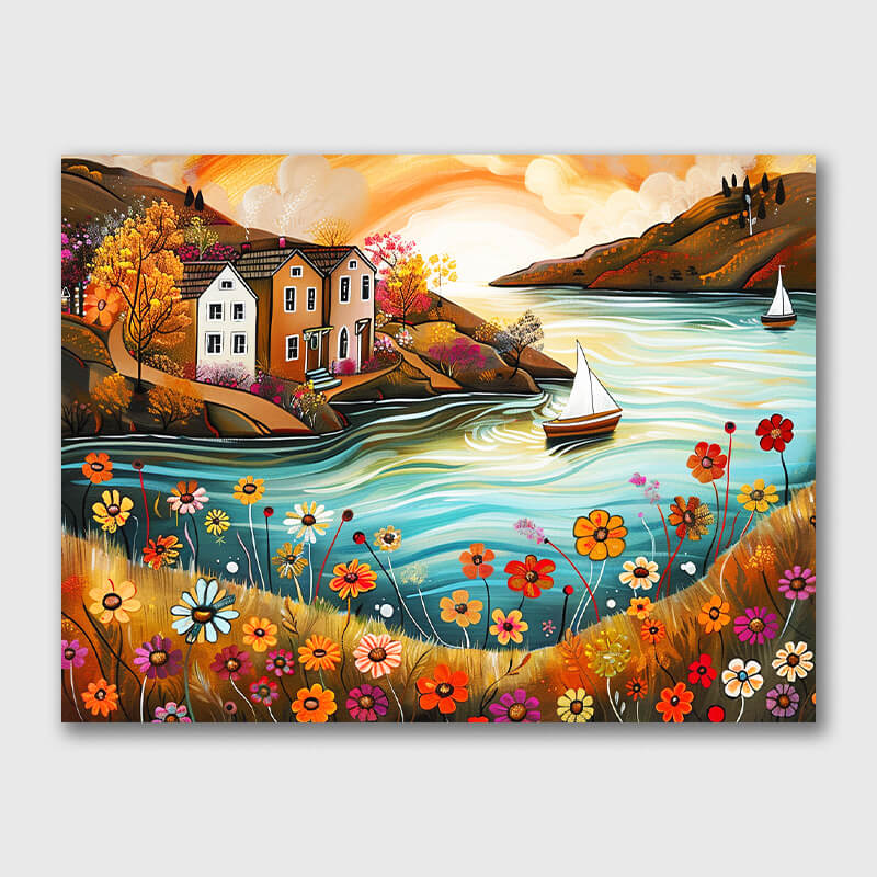 House by the River - Landscape Paintings