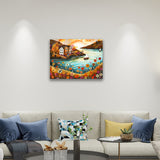 House by the River - Landscape Paintings,hanging on living room