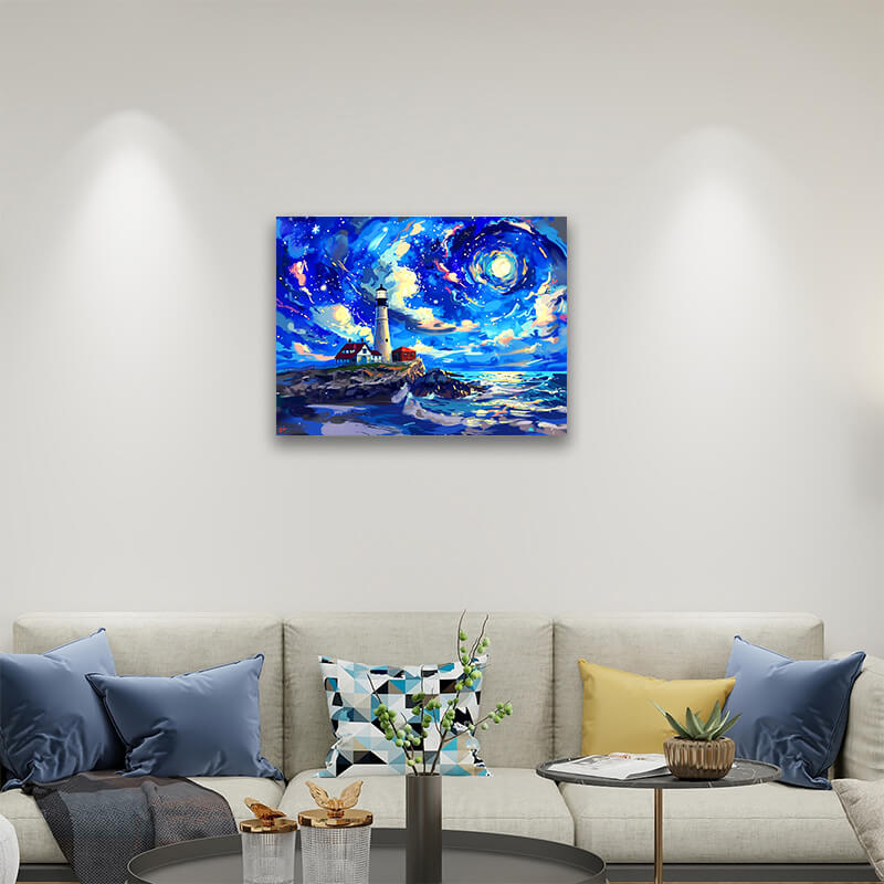 Lighthouse Under the Starry Night,hanging on living room