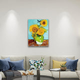Paintings of Sunflowers by Van Gogh - Paint by Numbers,hanging on living room