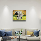 Serene elephant canvas paint by numbers hanging on living room