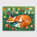Sleeping Fox in the Flowers - Fox Painting
