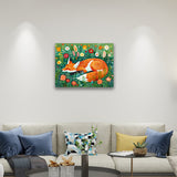 Sleeping Fox in the Flowers - Fox Painting,hanging on living room