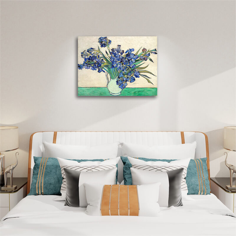 The Iris Painting by Van Gogh - Paint by Numbers,hanging on bedroom
