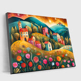 Village on the Hillside - Landscape Paintings