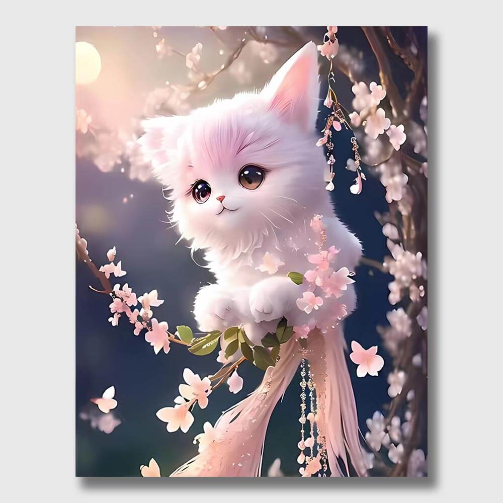 White Cat Art - Paint by Numbers
