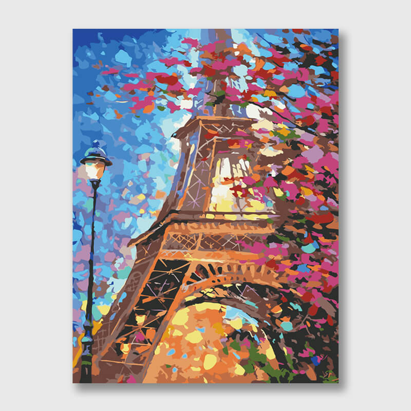 Eiffel Tower in Spring Season - Paint by Numbers