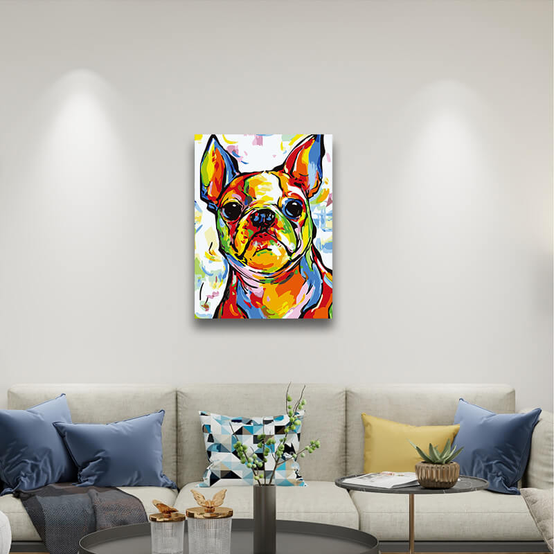 French Bulldog Painting - Paint by Numbers,hanging on living room