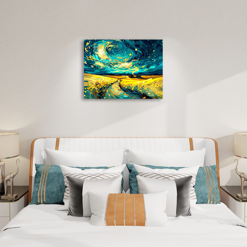 Golden Fields Under the Starry Night,hanging on bedroom