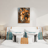 Horse Head Painting - Paint by Numbers,hanging on bedroom