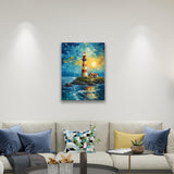 Lighthouse Artwork - Paint by Numbers,hanging on living room