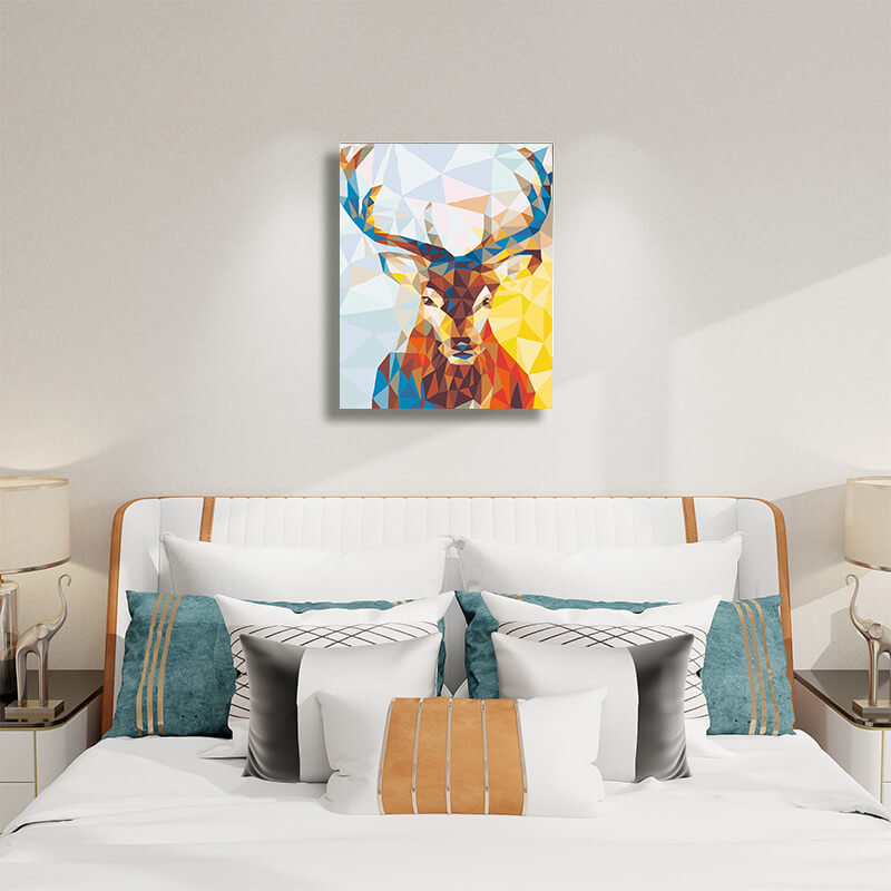 mule deer paintings-paint by numbers-hanging on bedroom