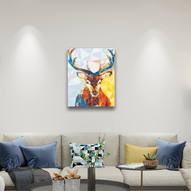 mule deer paintings-paint by numbers-hanging on living room