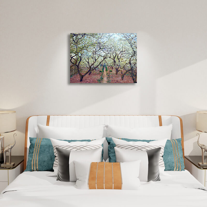 Orchard in Bloom - Monet Wall Art - Paint by Numbers,hanging on bedroom