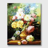 Painting of Roses in a Vase - Paint by Numbers