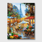 Paris Street and Eiffel Tower - Paint by Numbers