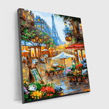 Paris Street and Eiffel Tower - Paint by Numbers