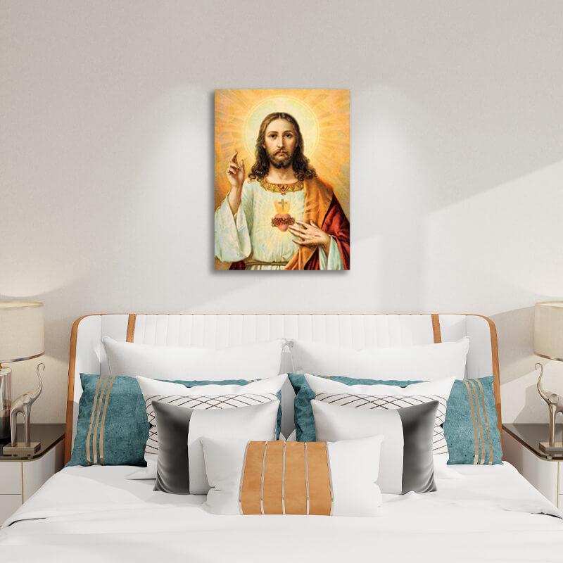 Sacred Heart of Jesus Picture,hanging on bedroom