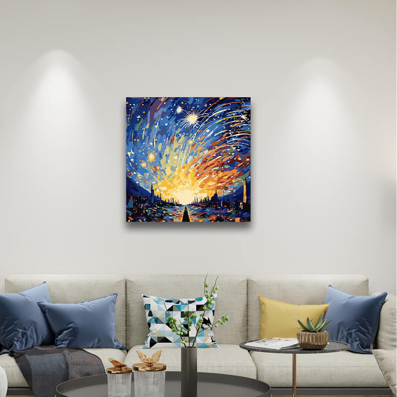 Stars Art - Paint by Numbers,hanging on living room