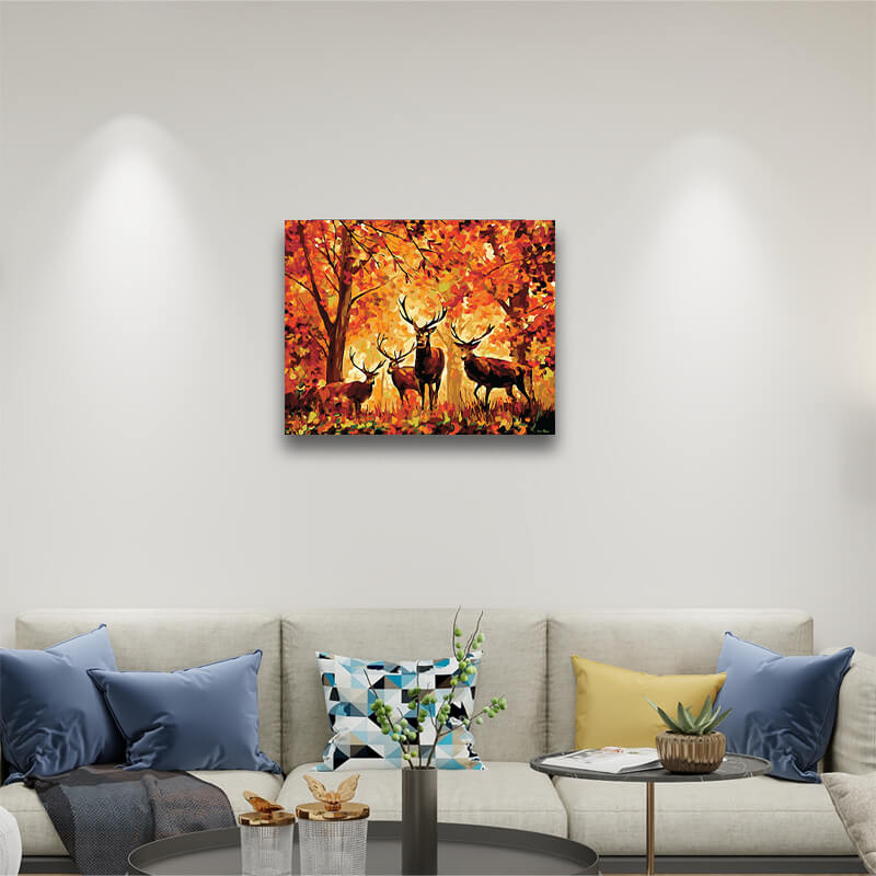 stunning deer wall art-paint by numbers hanging on living room