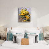 Yellow Rose Art - Paint by Numbers,hanging on bedroom